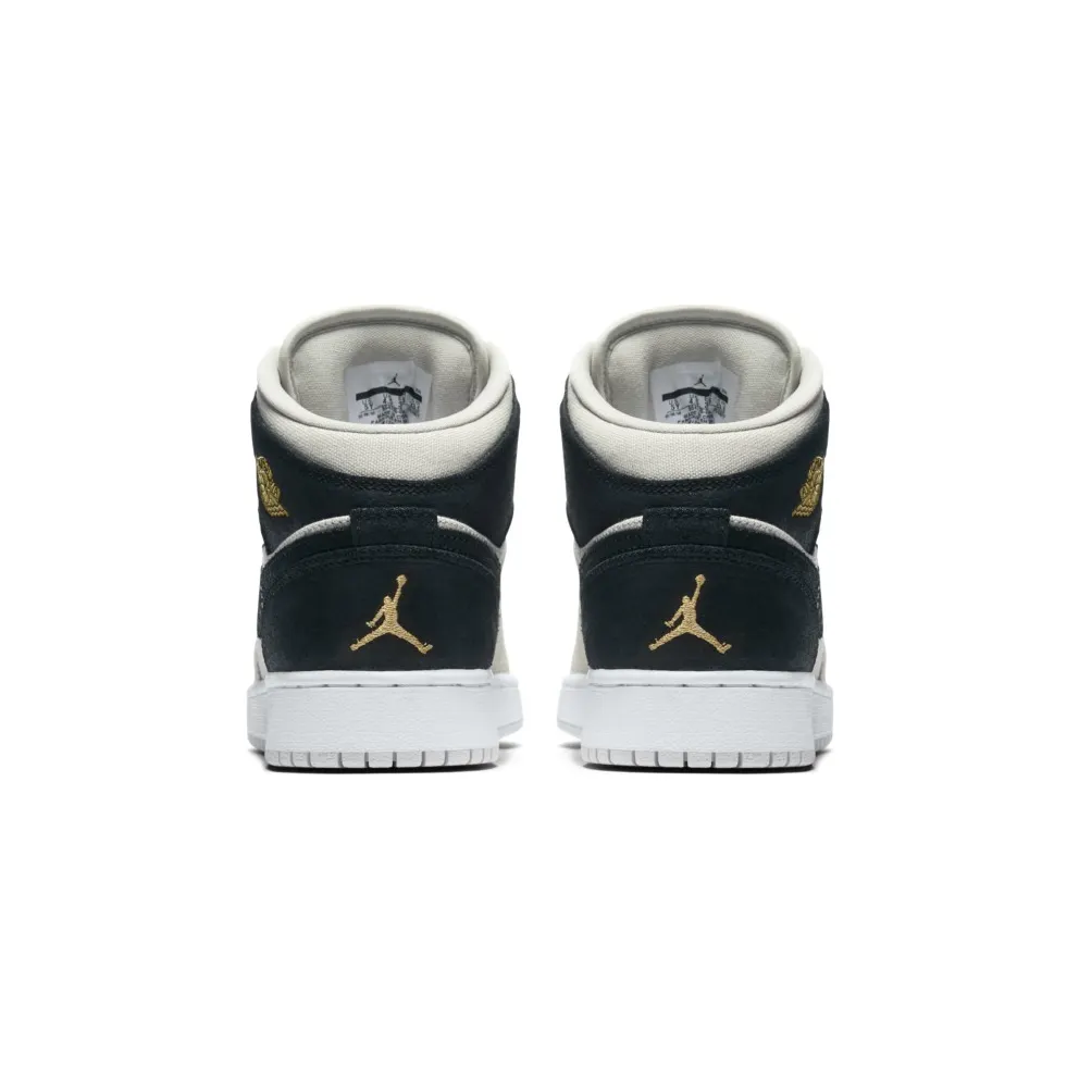 Jordan 1 Mid Light Bone Metallic Gold Black (GS) Light Bone/Metallic Gold-Black (554725-023)
