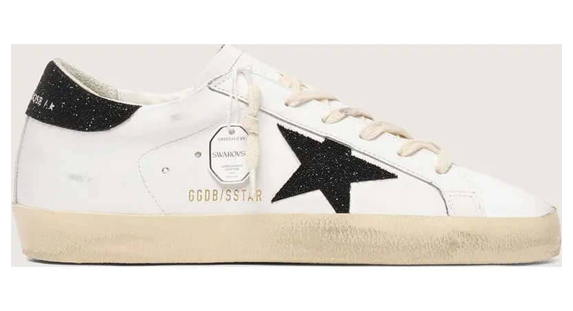 Golden Goose Women’S Super-Star With A Black Swarovski Crystal Star And Heel Tab (GWF00101.F003974.10283)