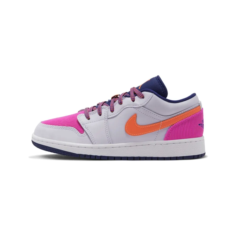 Jordan 1 Low Pink Corduroy (GS) White/Navy/Pink (554723-502)