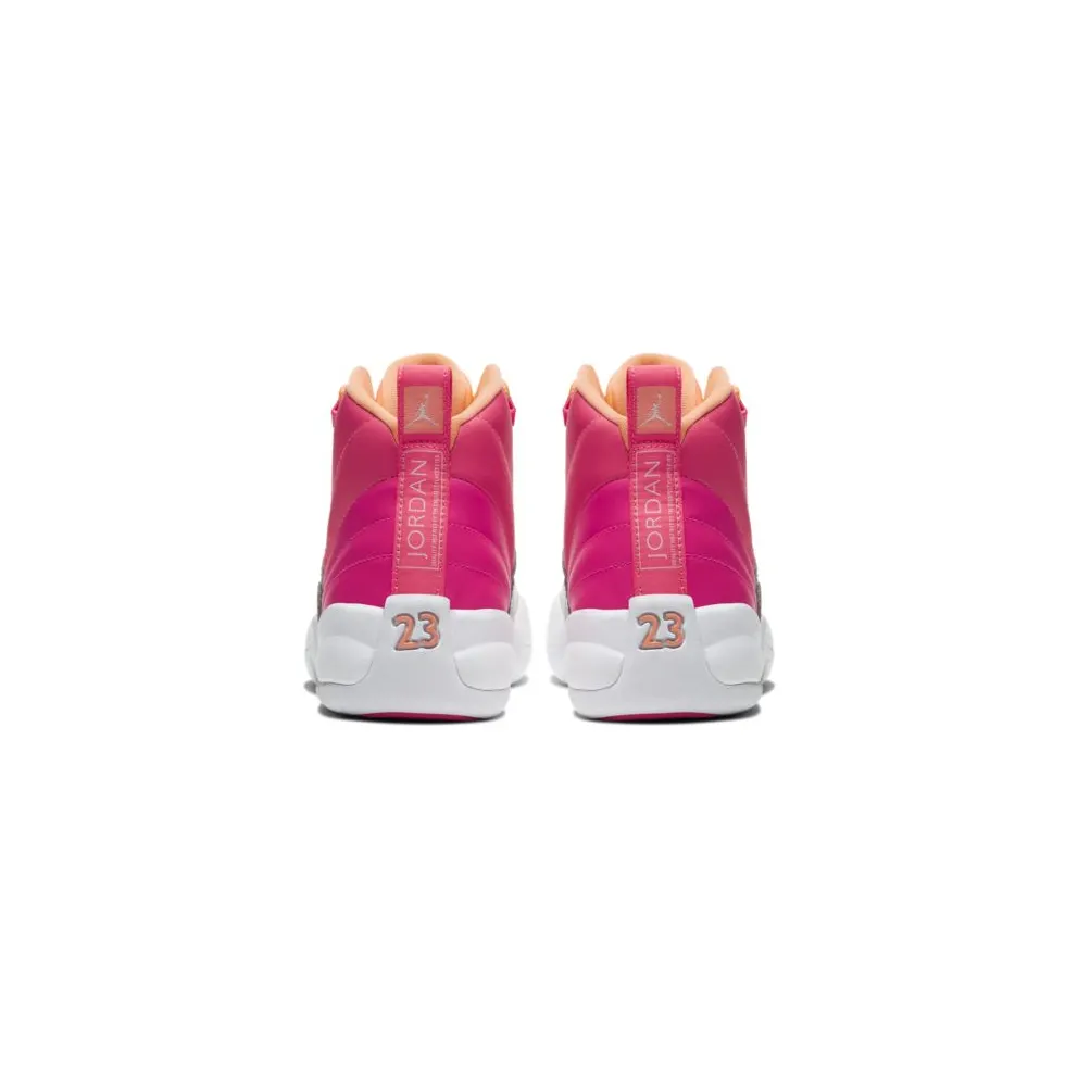 Jordan 12 Retro Sunrise (GS) Racer Pink/White-Hot Punch-Bright Mango-Sunset Pulse-Metallic Silver (510815-601)