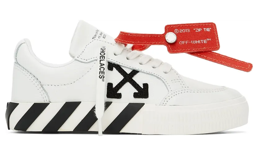 Off-White Kids White & Black Calfskin Vulcanized Low Sneakers (OBIA004F21LEA0010110)
