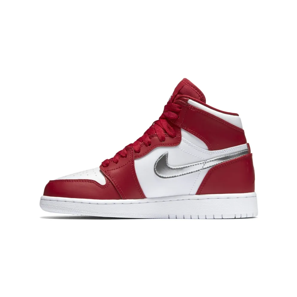 Jordan 1 Retro High Silver Medal (GS) Gym Red/Metallic Silver-White (705300-602)
