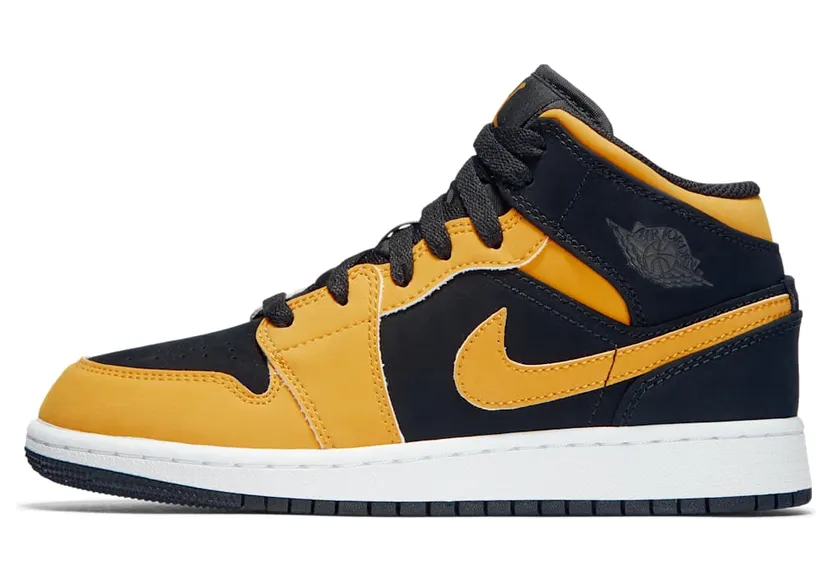 Air Jordan 1 Mid GS Black University Gold (554725-071)