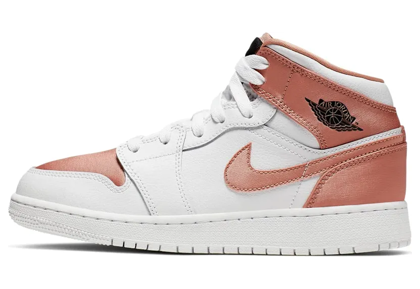 Air Jordan 1 Mid GS “White / Black / Rose Gold” (555112-190)