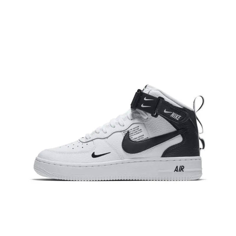 Nike Air Force 1 Mid Utility White Black (GS) White/Tour Yellow-Black (AV3803-100)