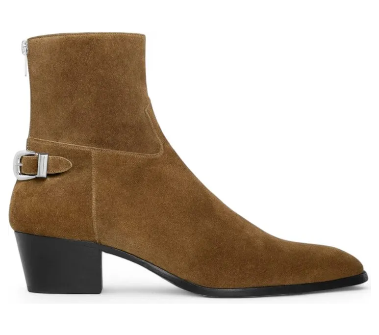Celine Drugstore Back Buckle Zipped Boot Taupe (356133358C.18TP)