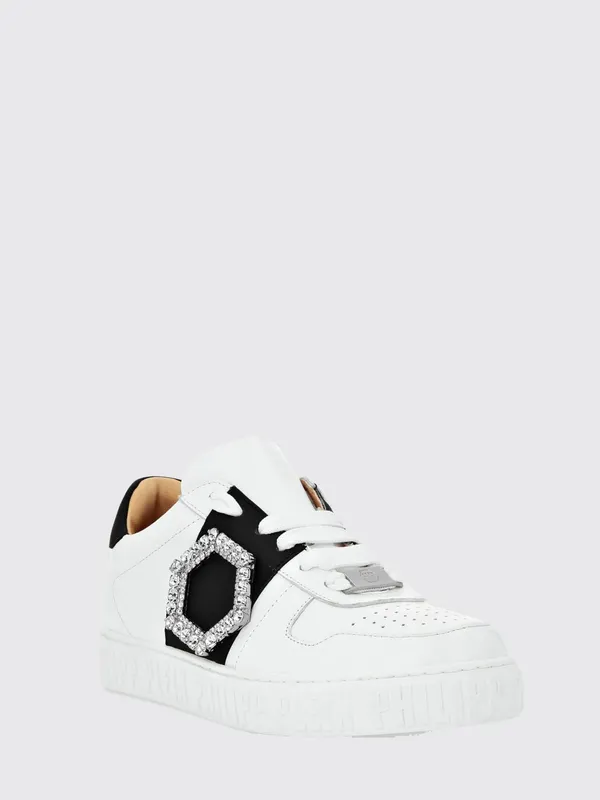 Philipp plein Low-Top Smooth Leather with Jewel Buckle and Engraved Logo White (PACSWSC2691PLE075N0102)