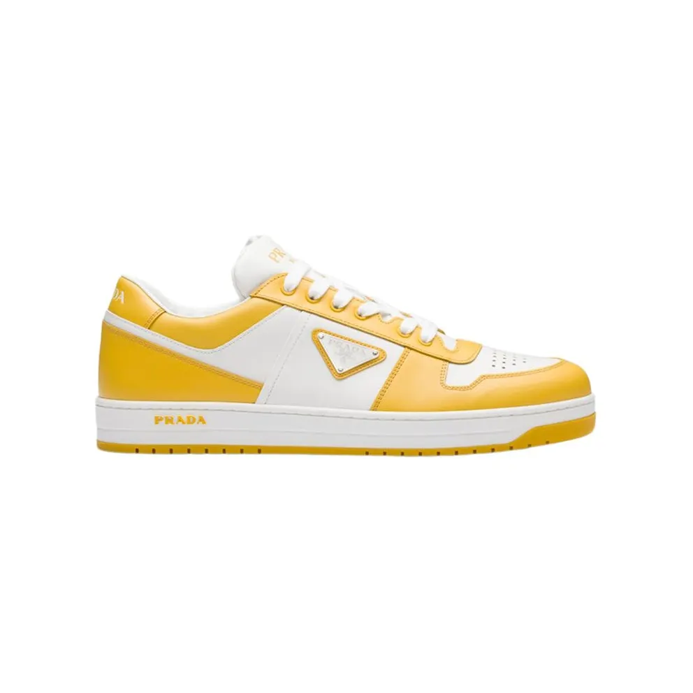 Prada Downtown Low Top Leather White Yellow Sun (2EE364_3LKG_F0A7U)