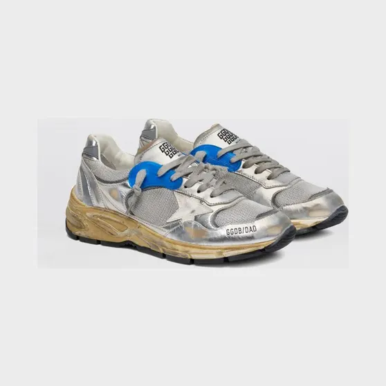 Golden goose Dad-Star Sneakers in Mesh and Used Laminated Leather Grey (GWF00884F00121170137)