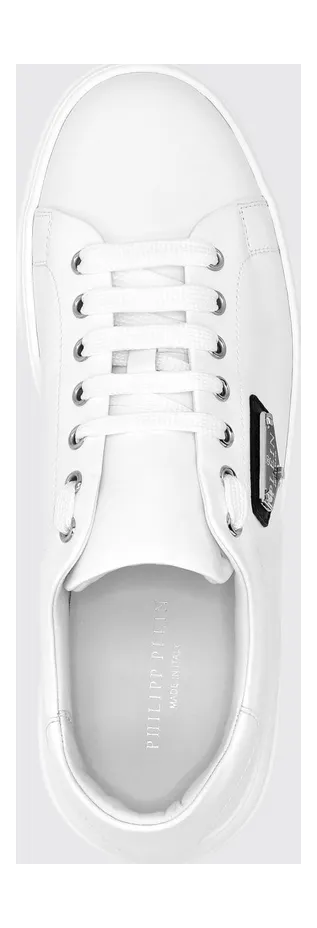 Philipp plein Smooth Leather Low-Top Sneakers with Applied Side Logo White (UADSUSC0701PLE075N01) (3)