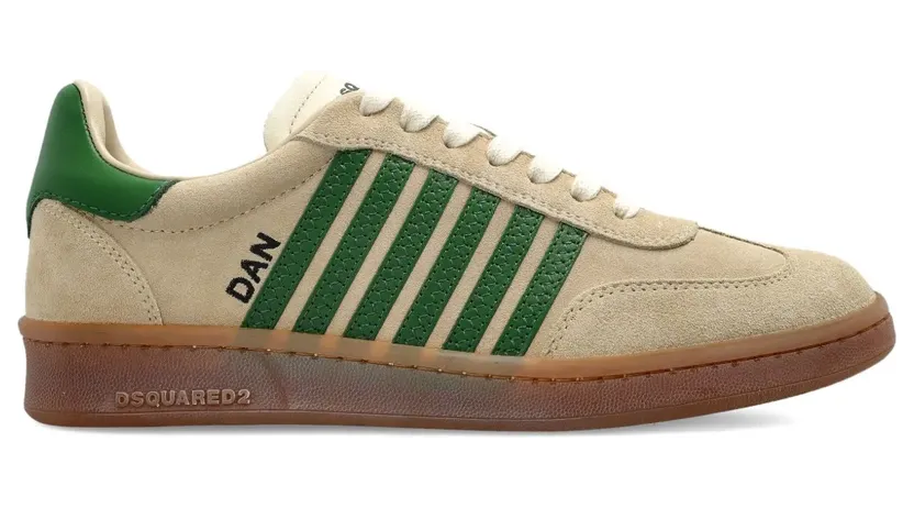 DSQUARED2 Gestreepte suède sneakers – Groen (SNW036414170001)