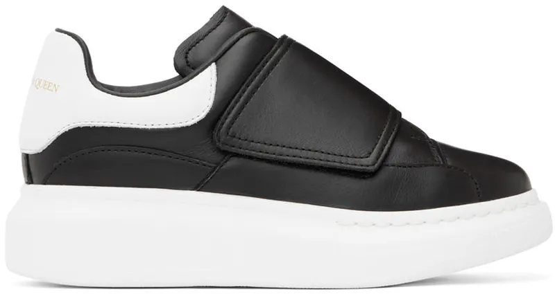 Alexander McQueen Kids Black & White Velcro Oversized Sneakers (587693WHX11)