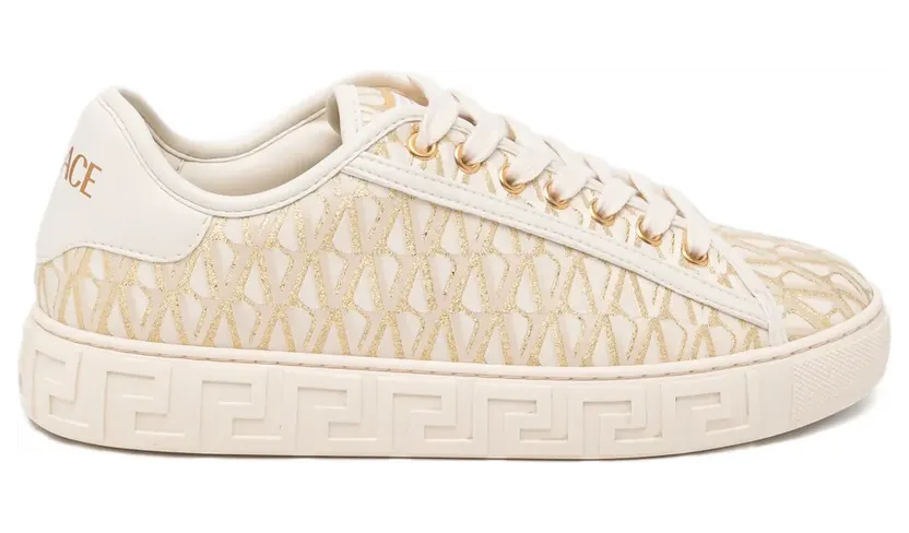 Versace Canvas sneakers met Greca-jacquard – Beige (10135681A16981)
