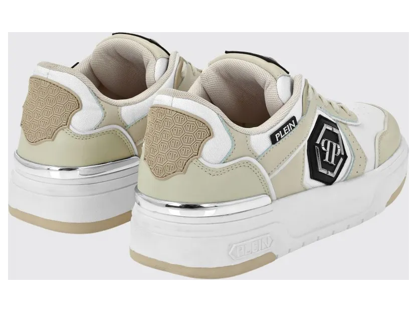 Philipp plein Leather and Mesh Sneakers Beige (SAESUSC0766PTE120N06) (2)