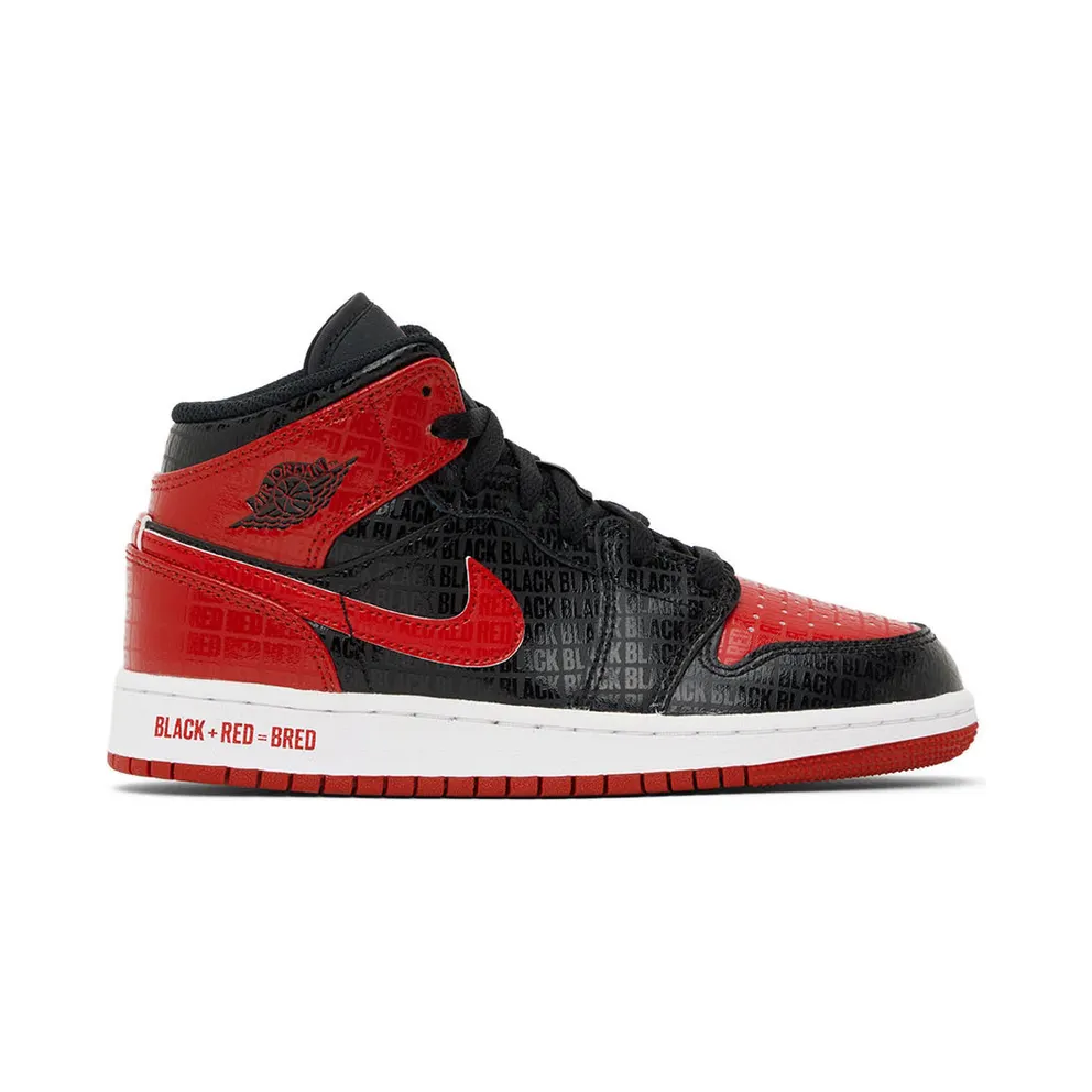 Air Jordan 1 Mid Bred Text (GS) (DM9650-001)