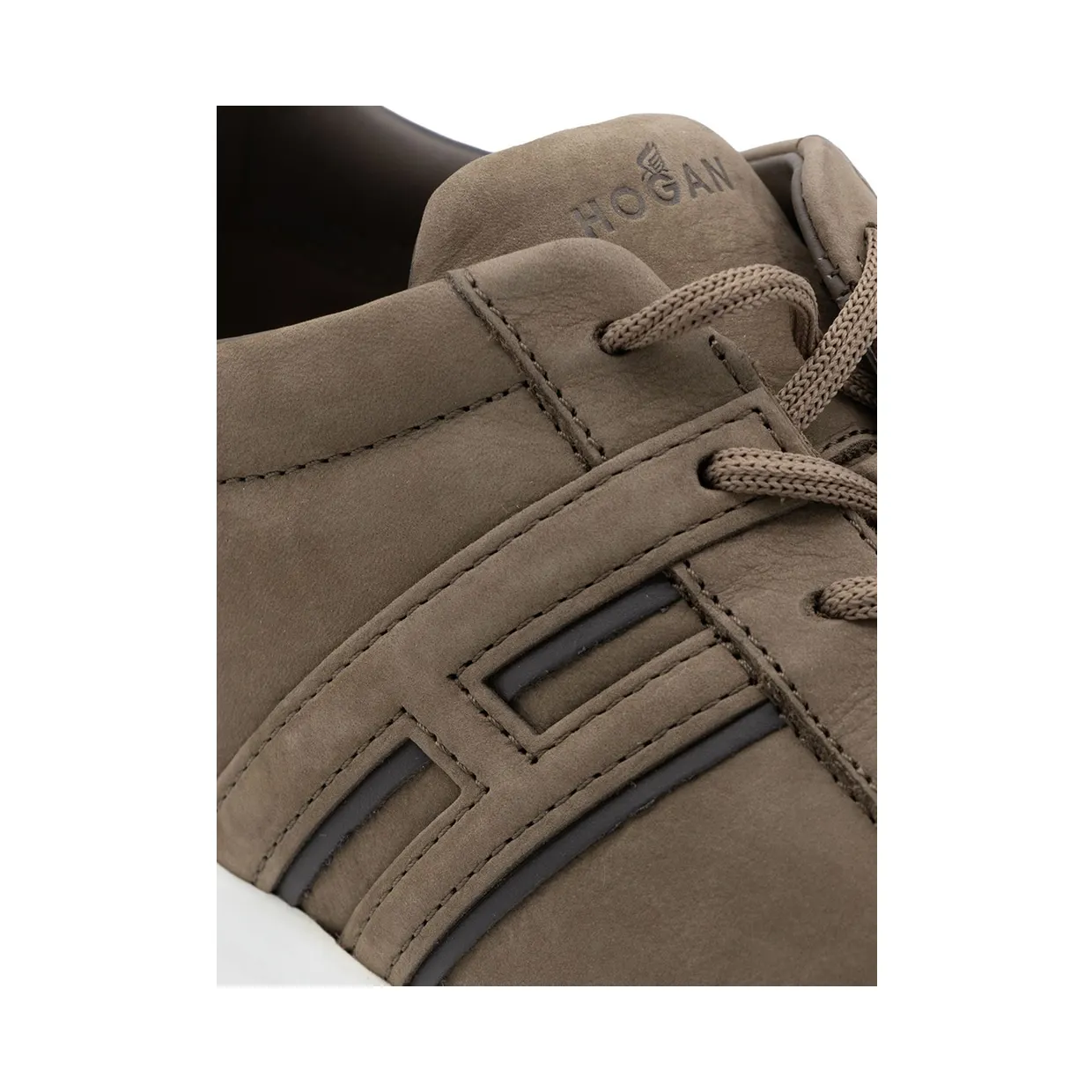 Hogan H580 Low-Top Sneakers in Suede with H Logo and Platform Sole Brown (HXM5800DV42UIE0FDQ) (3)