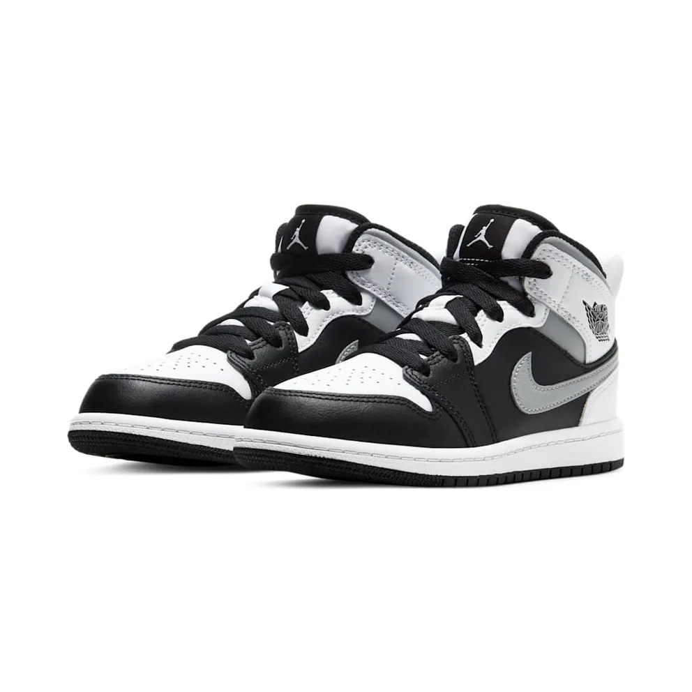 Jordan 1 Mid White Shadow (PS) Black/Medium Grey-White (640734-073)
