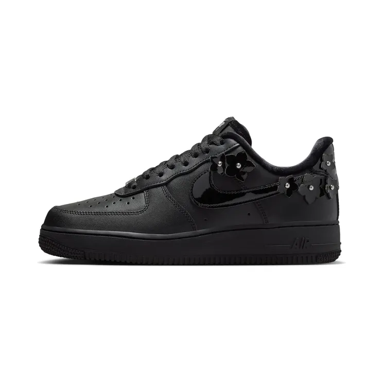 Nike Air Force 1 Low ’07 Womens Florette “Black / Off-Noir / Metallic Silver” (IR8637-001)