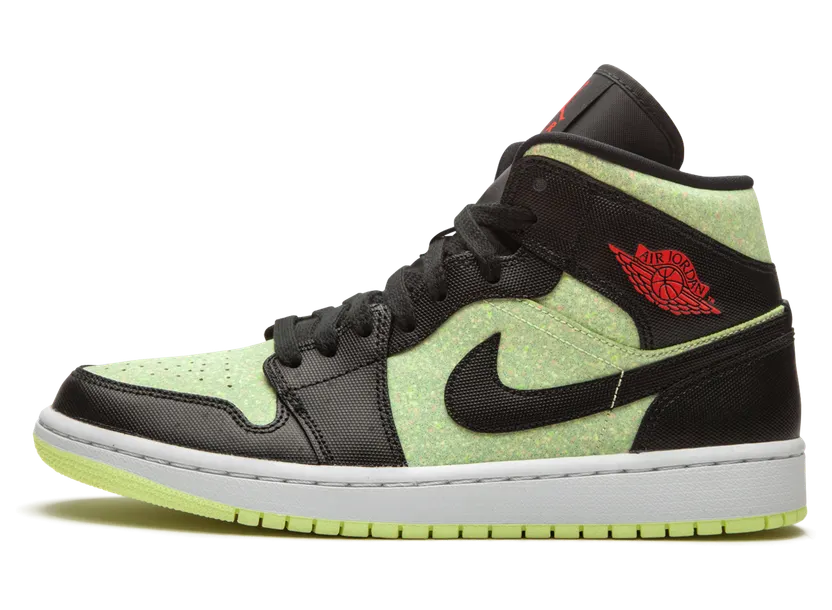 Air Jordan 1 Mid SE ‘Black Barely Volt’ Black/Chile Red/Barely Volt (CV5276-003)