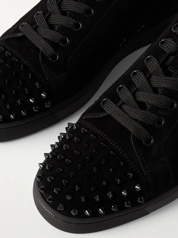 Christian Louboutin Louis Junior Spikes Cap-Toe Suede Black (3240423)