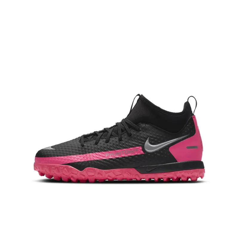Nike Phantom GT Academy DF TF Black Pink Blast (Kids) Black/Pink Blast-Metallic Silver (CW6695-006)