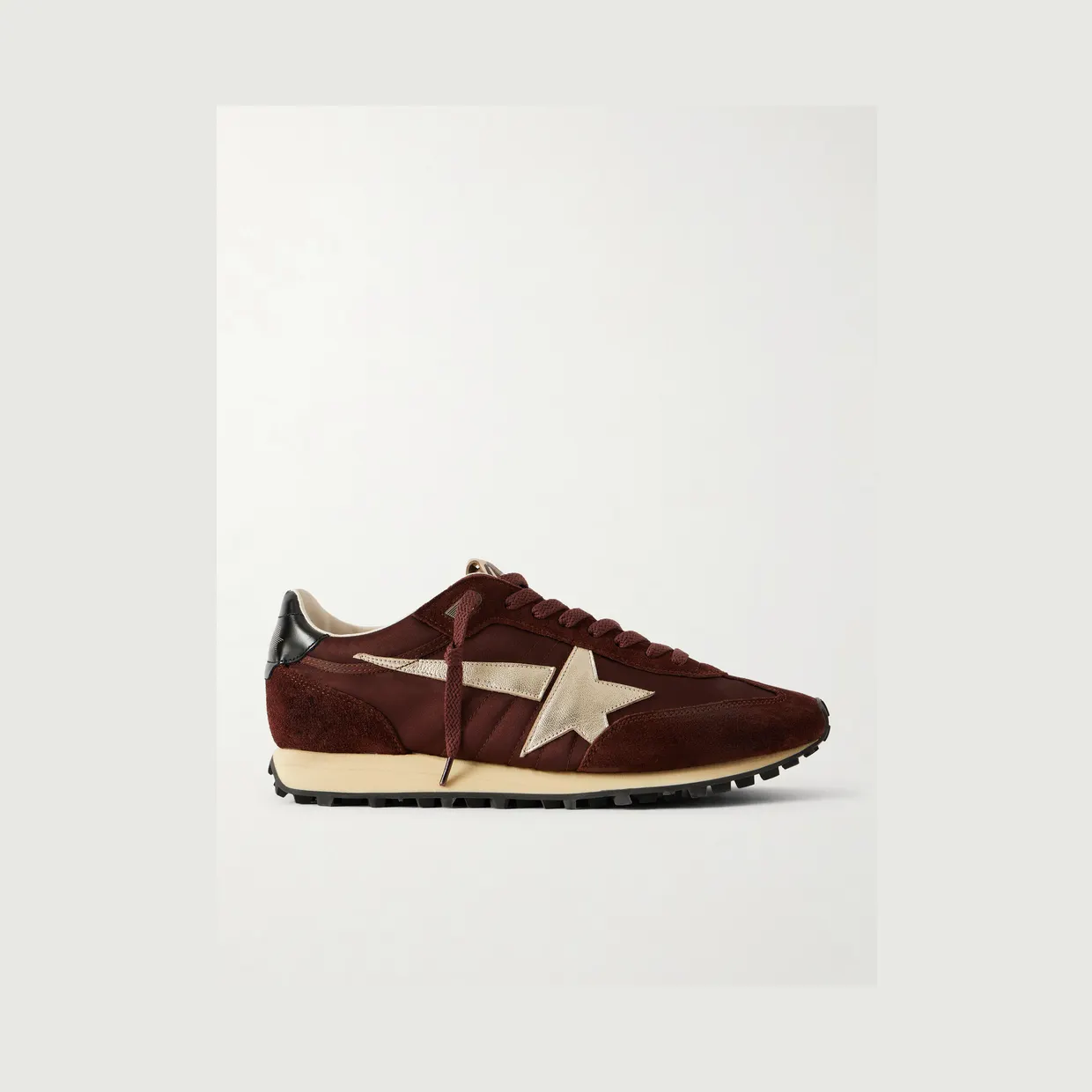 Golden Goose Marathon Suede and Leather-Trimmed Satin Sneakers Brown (GMF00683.F007841)
