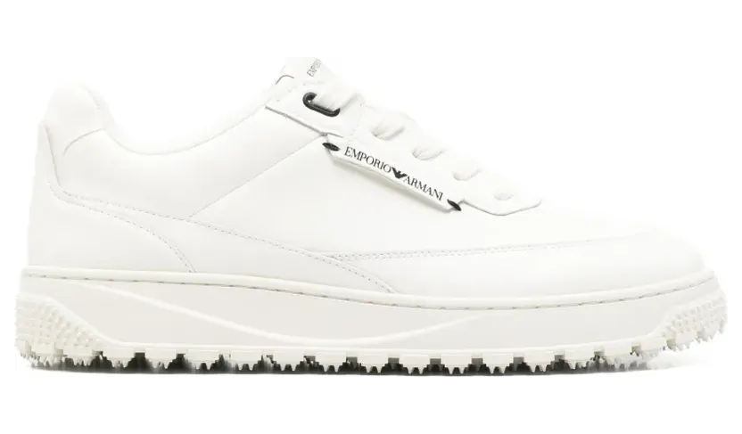 Emporio Armani Sneakers met geruite zool en logolabel – Wit (EM006510AF27353)