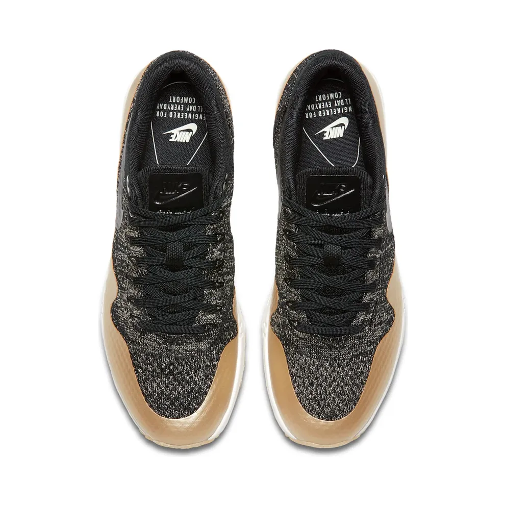 Nike Air Max 1 Ultra Flyknit Metallic Gold (W) Black/Metallic Gold-White (881195-001)