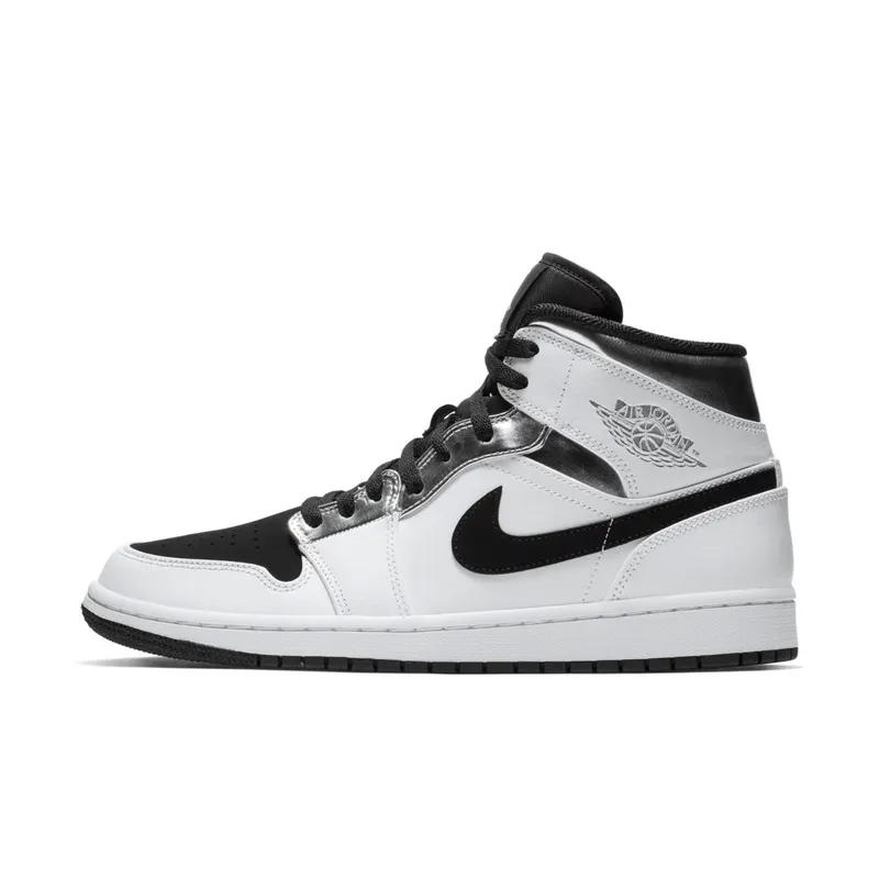 Jordan 1 Mid Alternate Think 16 White/Metallic Silver-Black (554724-121)