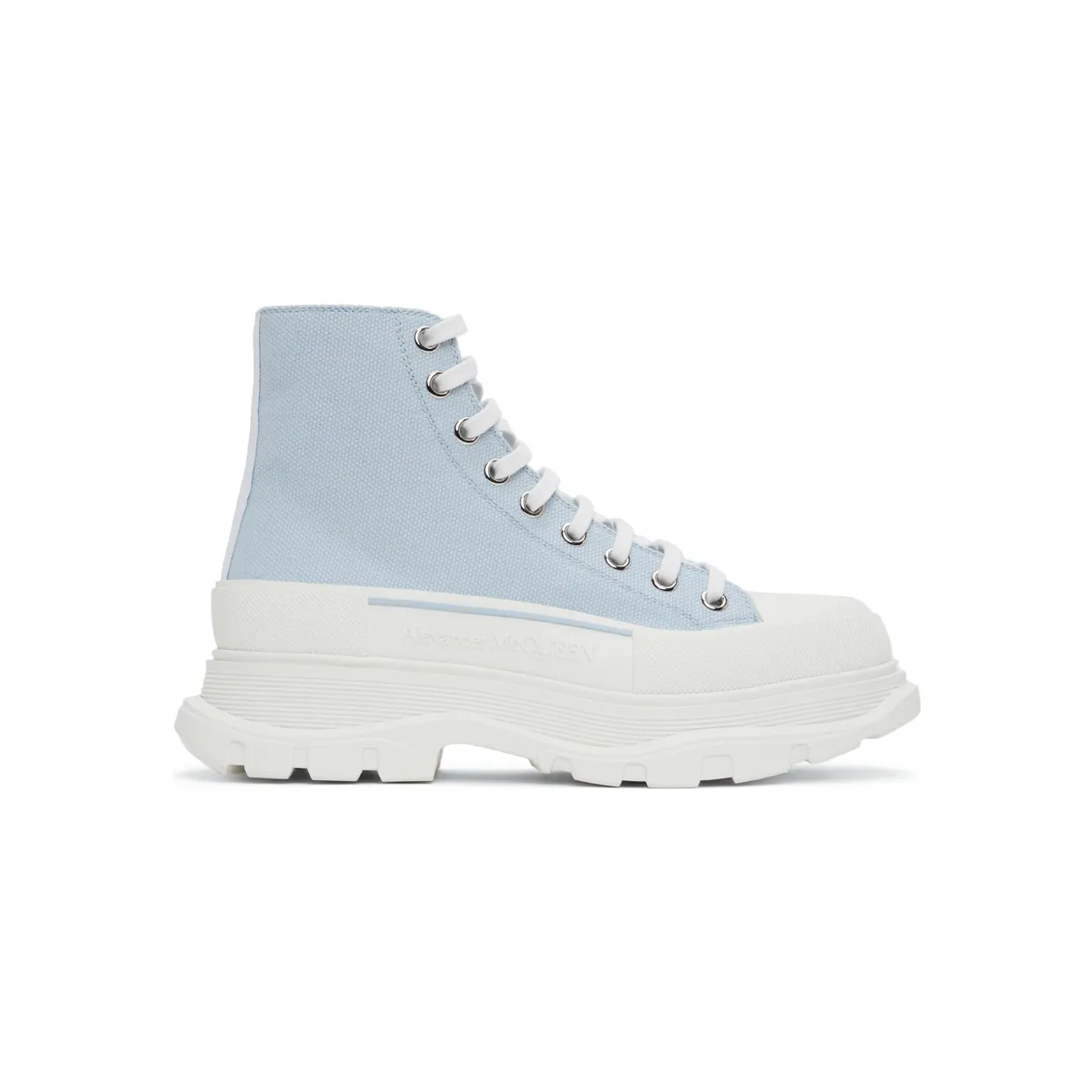 Alexander McQueen Blue & White Tread Slick High Sneakers (604254W4SX14530)