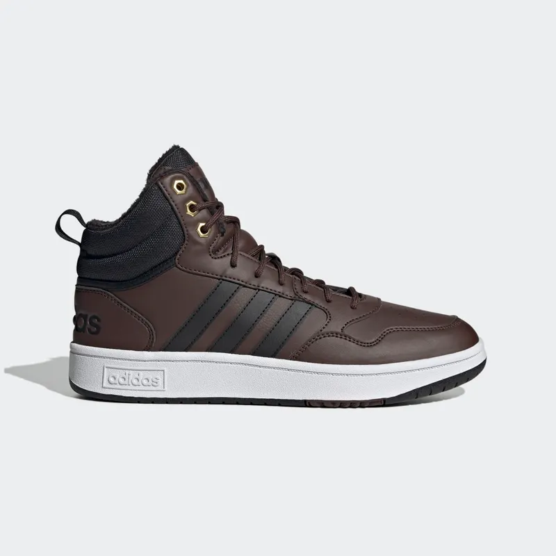 adidas Hoops 3.0 Mid Lifestyle Basketball Classic Winter Shoes Brown / Core Black / Gold Metallic (GZ6680)
