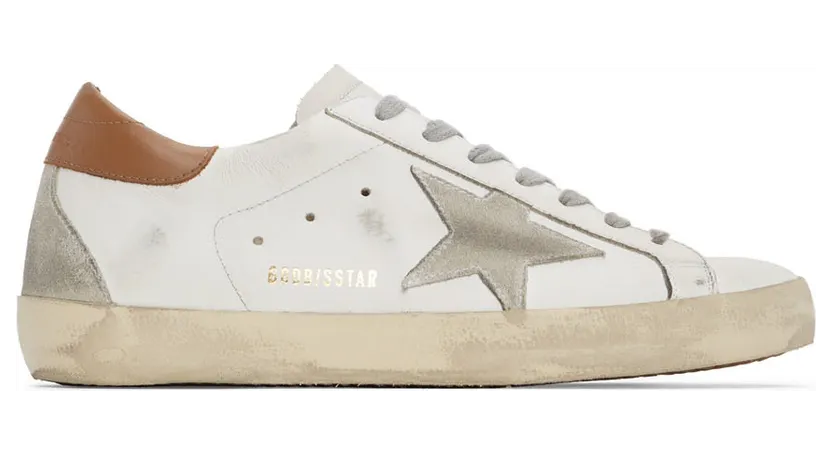 Golden Goose White & Brown Super-Star Sneakers (GMF00102.F002182.10803)