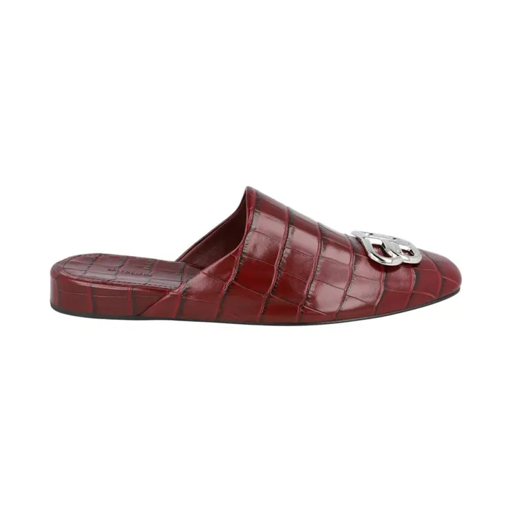 Balenciaga Croc Embossed Leather Cosy BB Mule Dark Red (601218W-A9D6-6081)