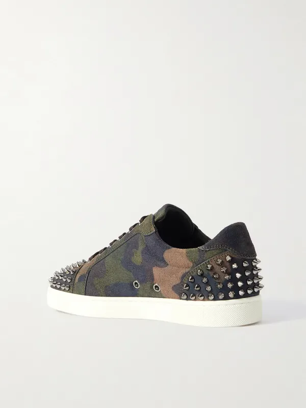 Christian Louboutin Seavaste 2 Studded Camouflage-Print Canvas Sneakers Green (3250646) (4)