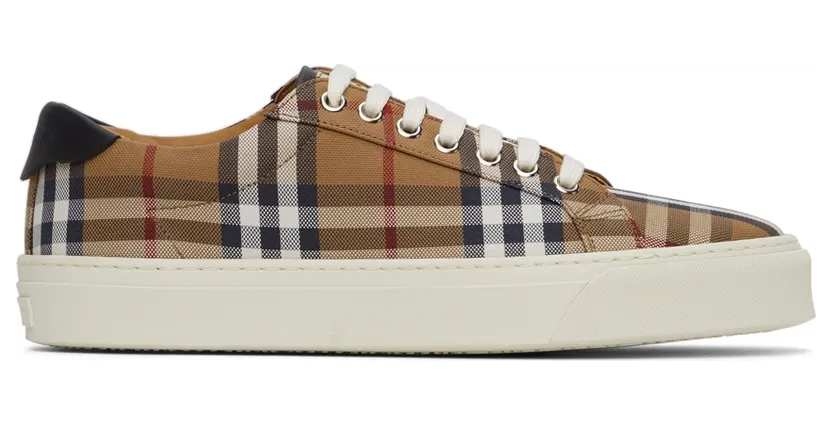 Burberry Brown Check Canvas & Calfskin Sneakers (8048156)