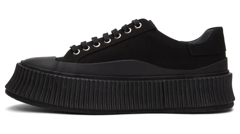 Jil Sander Black Canvas Platform Sneakers (JI32535B_15605) (3)