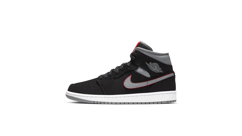 Jordan 1 Mid Black Particle Grey Gym Red Black/Particle Grey-White-Gym Red (554724-060)