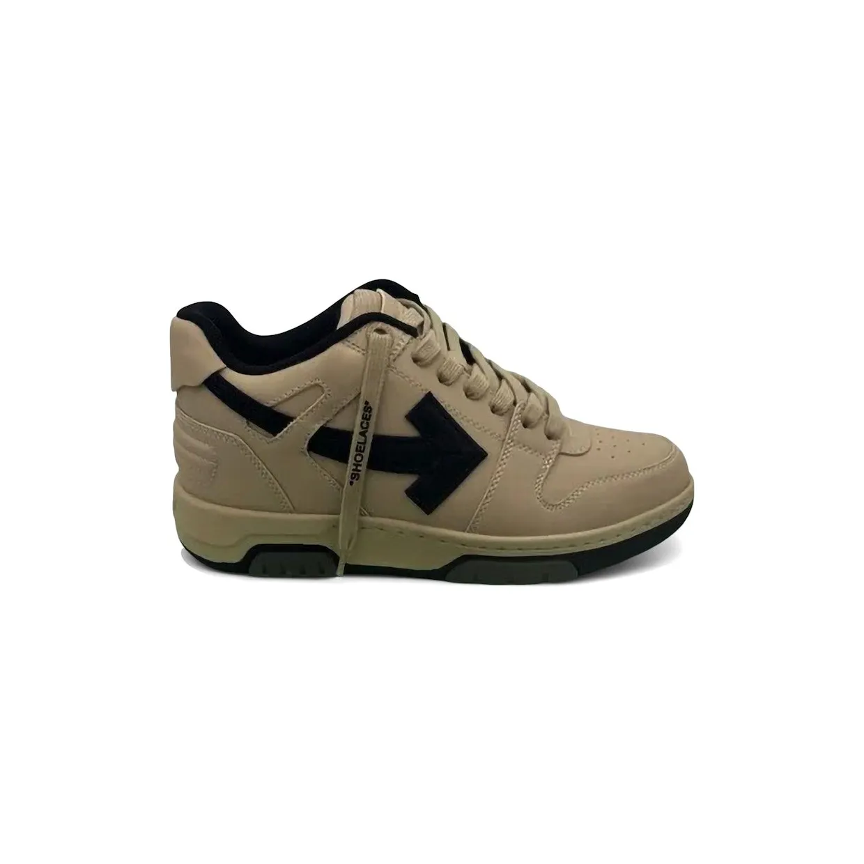 OFF-WHITE Out Of Office OOO Low Tops Beige Black (OMIA189S22LEA0066110)