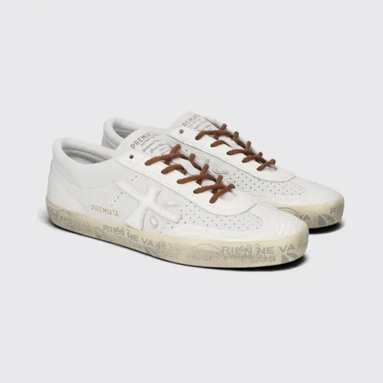 Premiata David Leather and Suede Low-Top Sneakers with Padded Ankle White (DAVIDD8294)