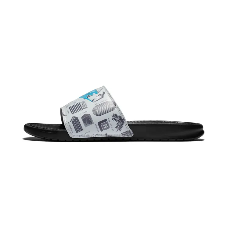 Nike Benassi JDI “Black / Summit White / Iron Grey / Blue Fury” (631261-041)