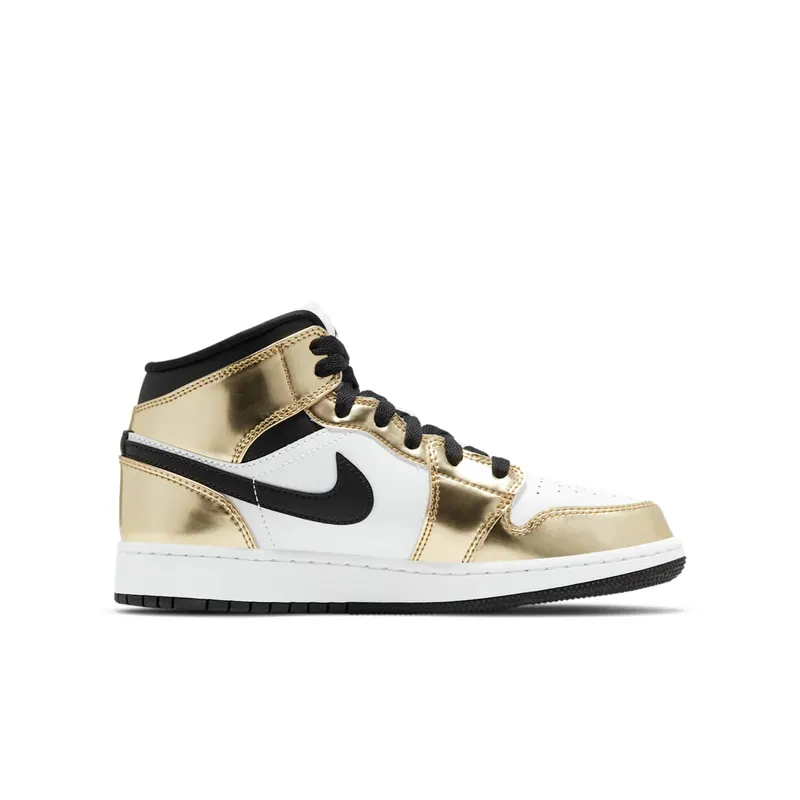 Jordan 1 Mid Metallic Gold Black White (GS) Metallic Gold/Black-White-Black (DC1420-700)