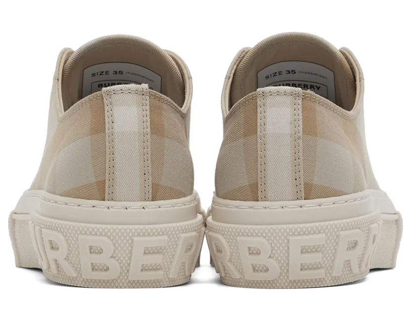 Burberry Beige Cotton Check Low-TopSneakers (8053990) (2)