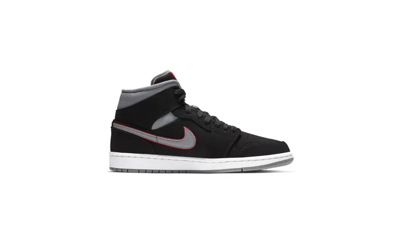 Jordan 1 Mid Black Particle Grey Gym Red Black/Particle Grey-White-Gym Red (554724-060)