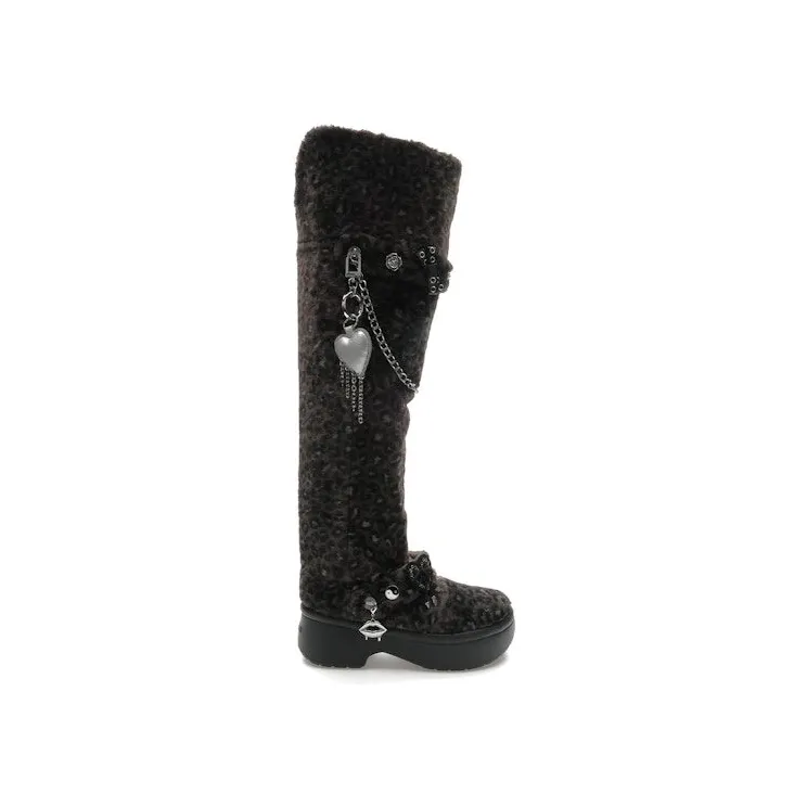 Crocs Classic Unfurgettable Knee High Boot Black Leopard (212387-0CU)