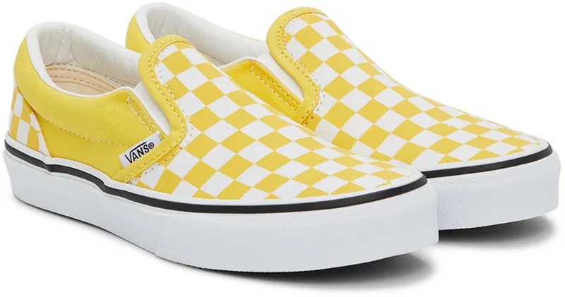 Vans Kids Yellow & White Checkerboard Classic Slip-On Little Kids (VN0A7Q5GABP1)