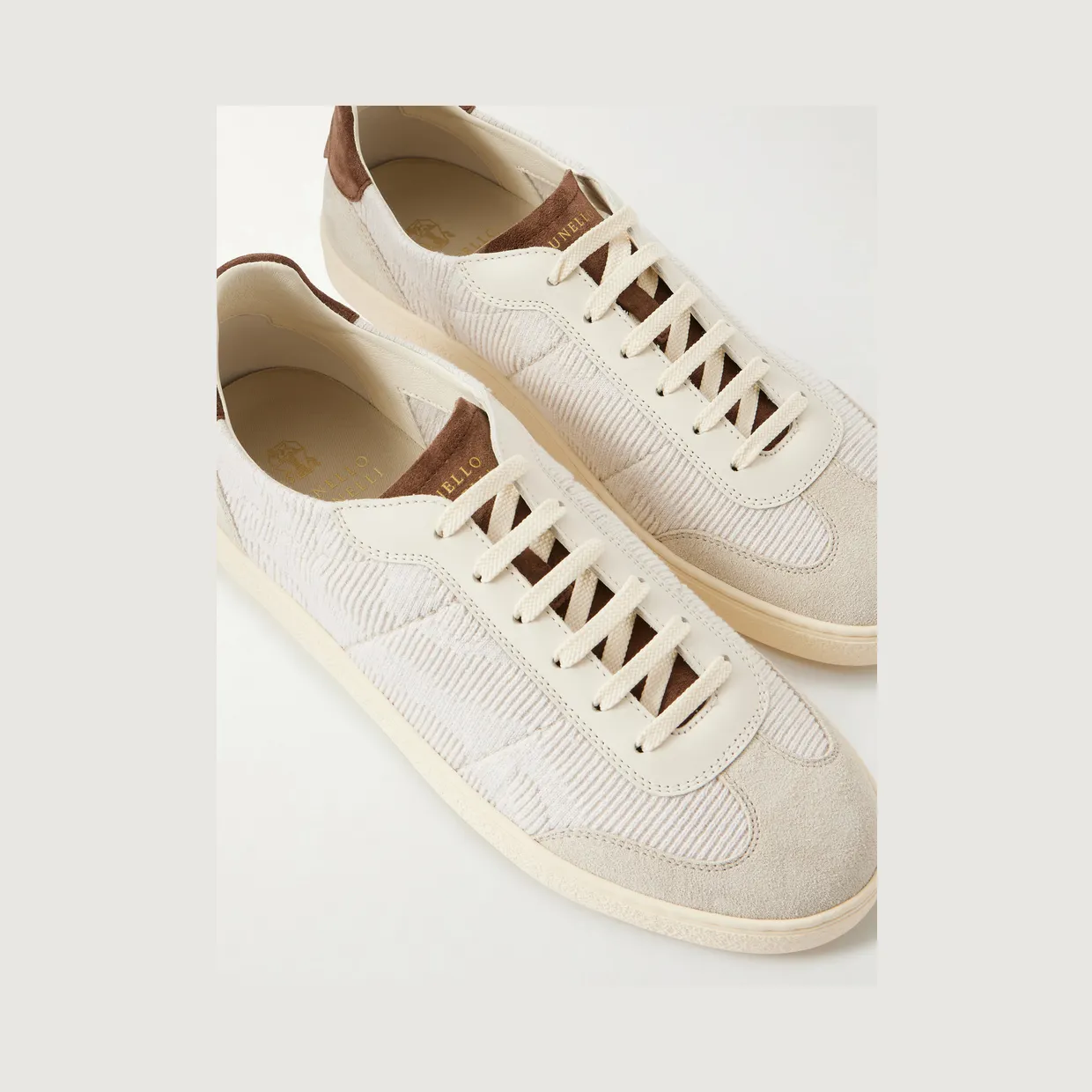 Brunello Cucinelli Suede and Cotton Sneakers Neutral (MZURMSJ344) (6)