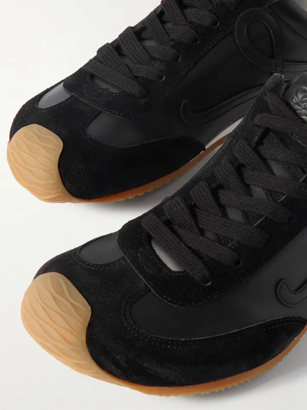 Loewe Ballet Runner 2.0 Suede-Trimmed Leather Sneakers Black (M816282XAR) (5)