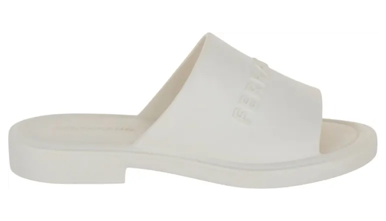 Ferragamo Giuneva Logo Embossed Slides White (021678-763218-M)