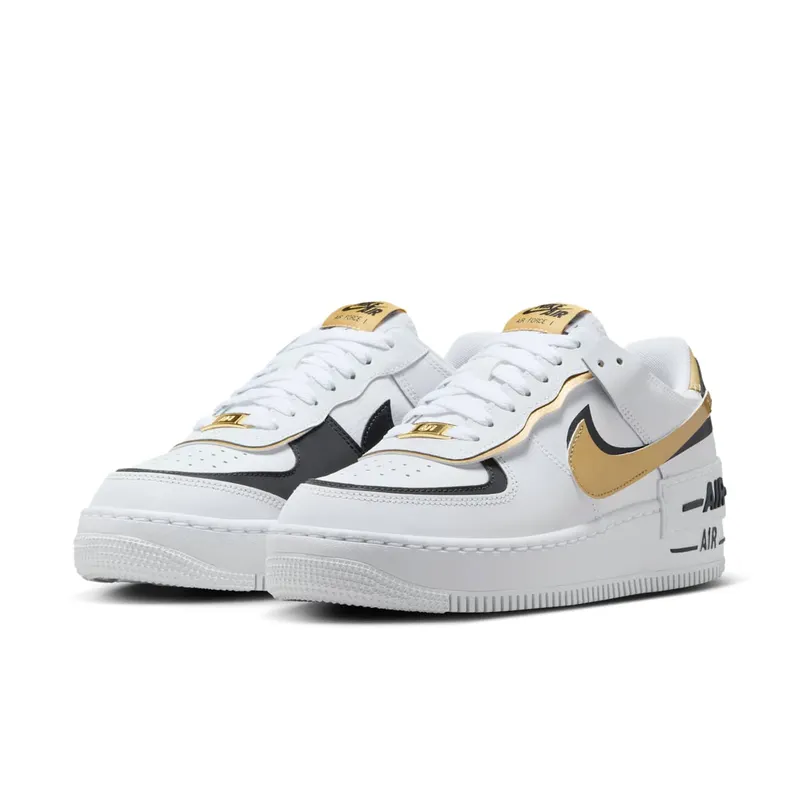 Nike Air Force 1 Low Shadow White Black Metallic Gold (CI0919-125)