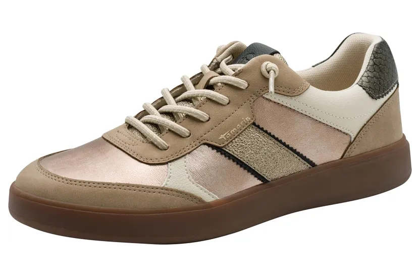 Tamaris sneaker Crème / Donkerbeige / Goud / Rose-goud (1-23747-47-990)
